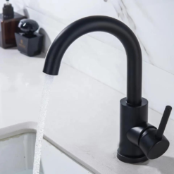 Alternative view of Delvant SENTO standwasserhahn schwarz rund